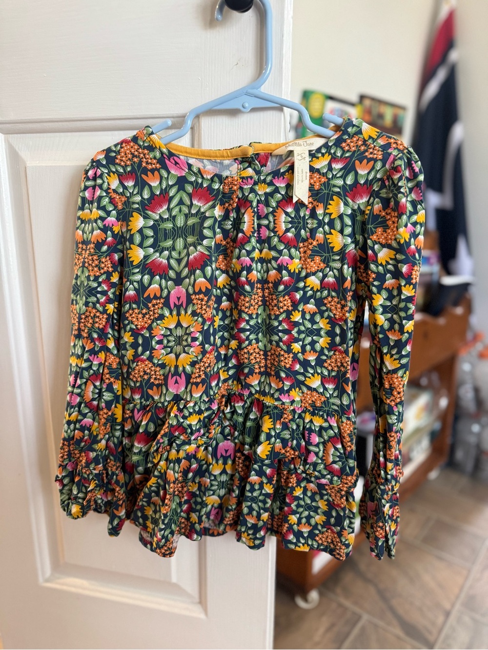 Matilda Jane Girls Floral Ruffle Peplum Top Size 6